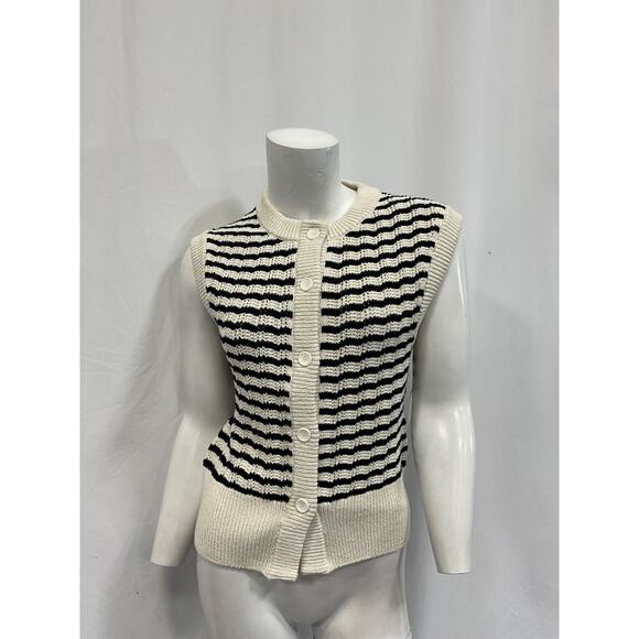 A.L.C. 'Margo' White Striped Knit Top Size M - Picture 2 of 5